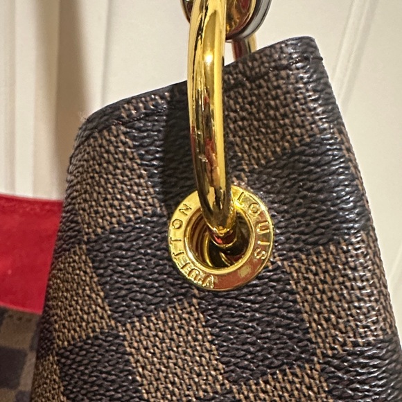 Louis Vuitton Designer Checkered Brown and Red Tote Bag - Picture 5 of 16